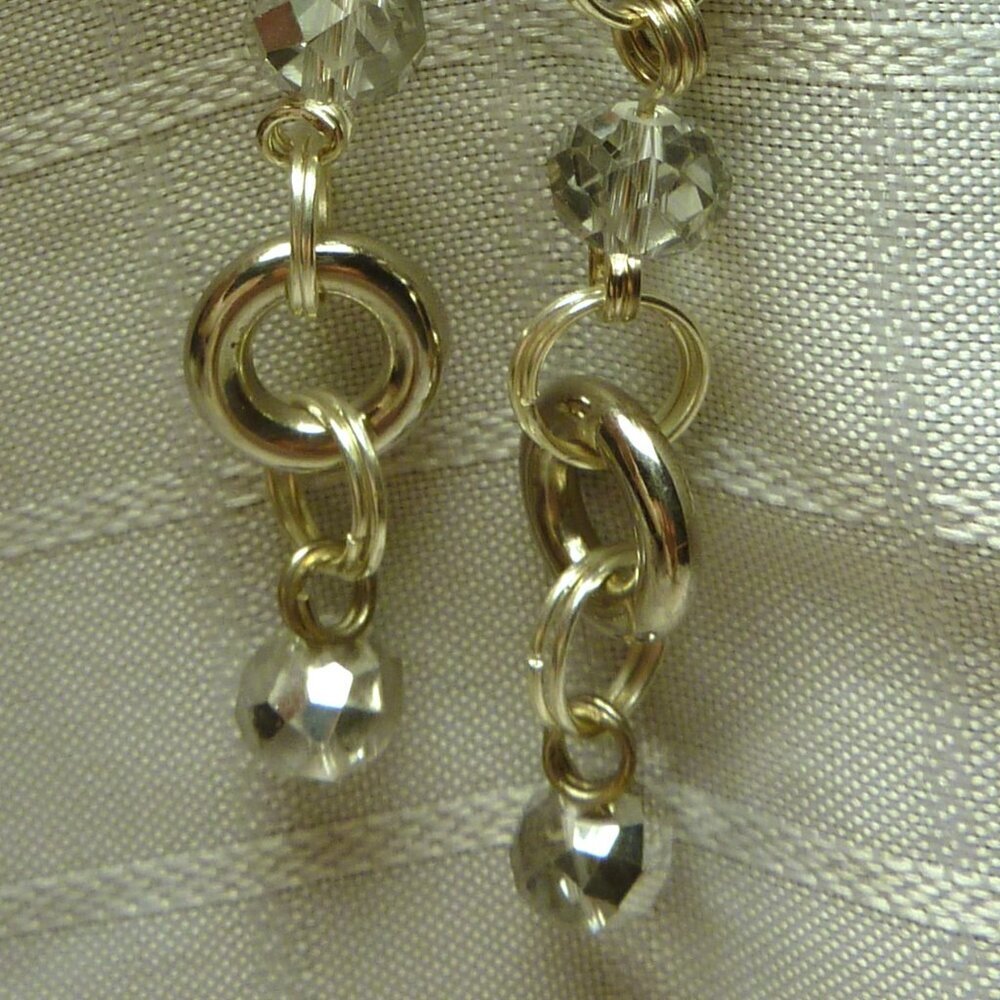 No 211 Handmade earrings with glass cristals and acrylic rings Approx. 4 inches